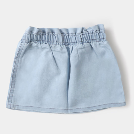 Infant Girls Denim Skirt Blooming Flower - Ice Blue