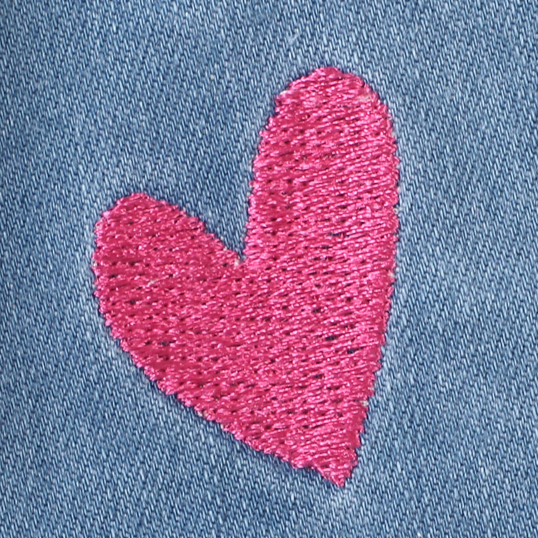 Infant Girls Denim Pant Hearts - Mid Blue