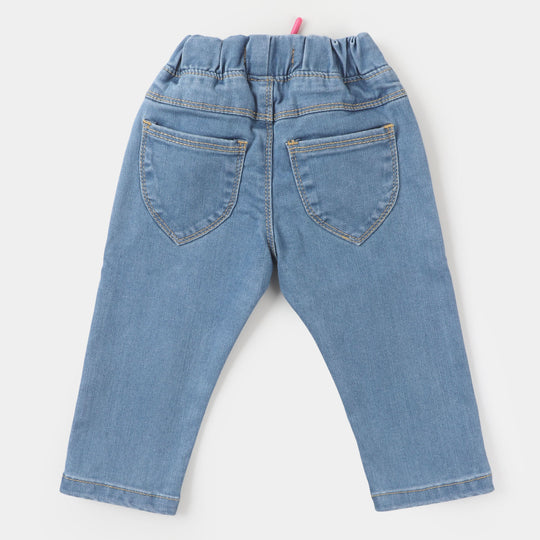 Infant Girls Denim Pant Hearts - Mid Blue