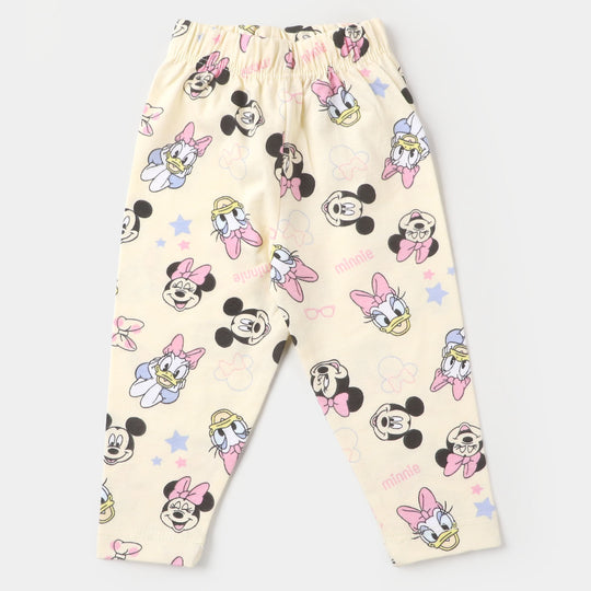 Infant Girls Printed Tights Printed  - Cream