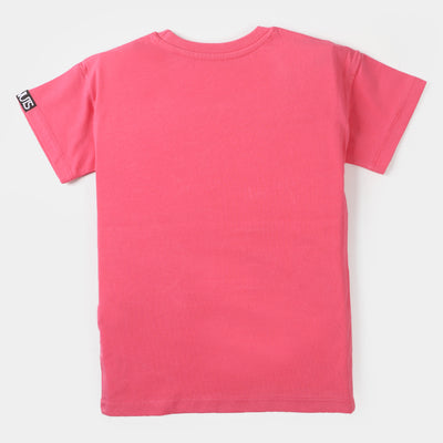 Girls T-Shirt H/S Keep Smiling  - H.Pink