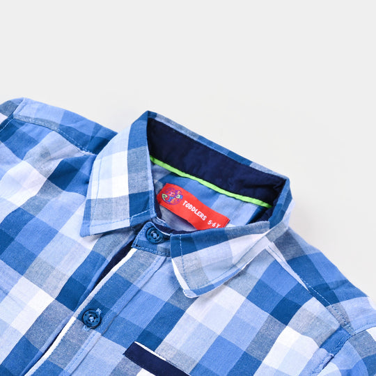 Boys Cotton Casual Check Shirt Never Stop - Blue & White