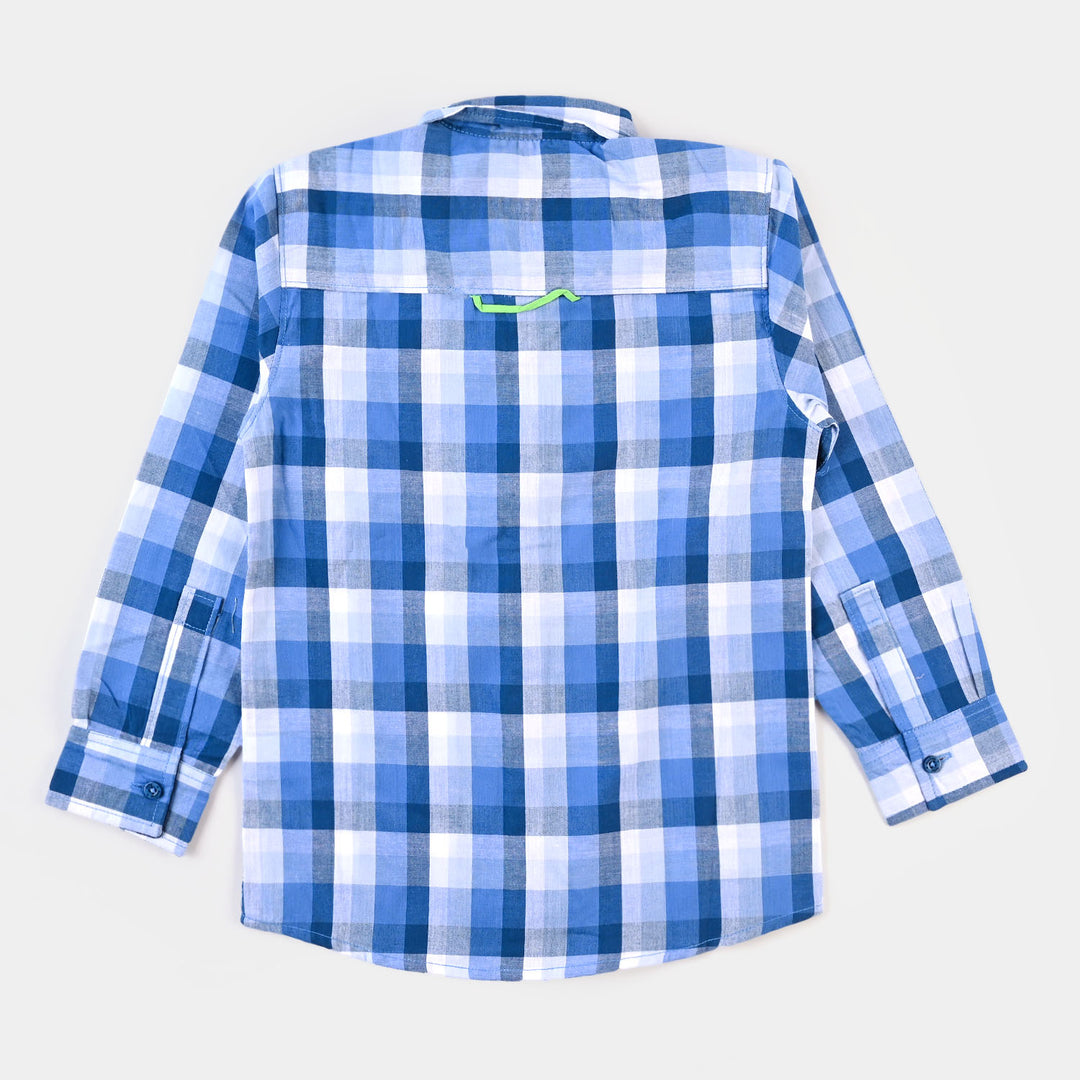 Boys Cotton Casual Check Shirt Never Stop - Blue & White