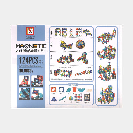 Magnetic Tiles Building Blocks Play Set For Kids | 124PCs