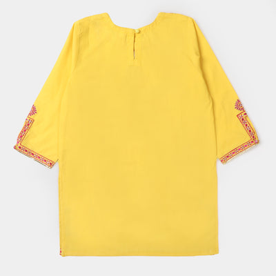 Girls Cotton 3PCs Suit Dil Naz - Yellow