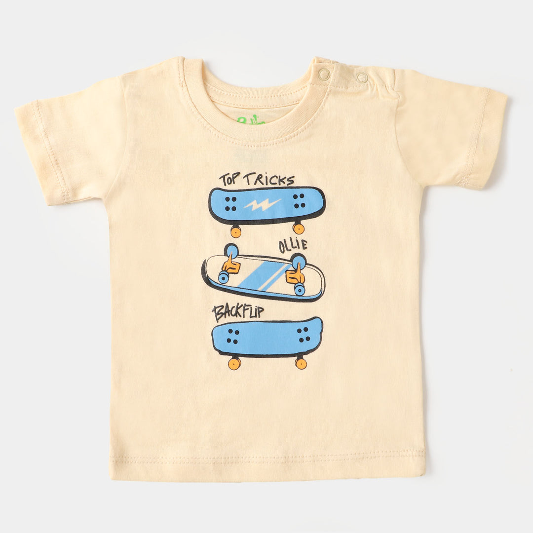 Infant Boys Round Neck T-Shirt Skate - Cream