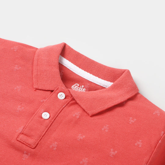 Boys Polo T-Shirt Crabs  - Reddish Pink