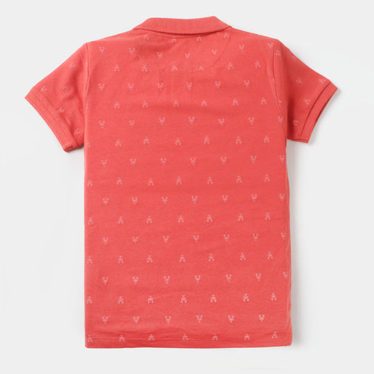 Boys Polo T-Shirt Crabs  - Reddish Pink