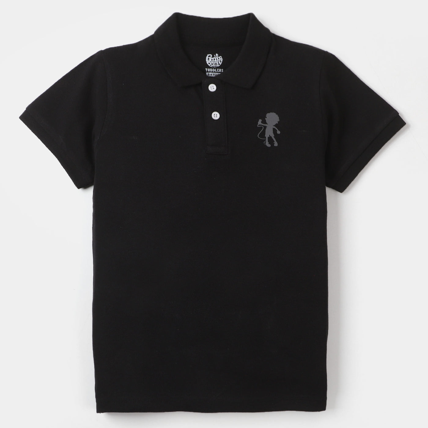 Boys Cotton Polo T-Shirt Basic - Jet Black