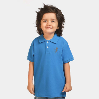Boys Cotton Polo Basic T-Shirt - Indigo Blue