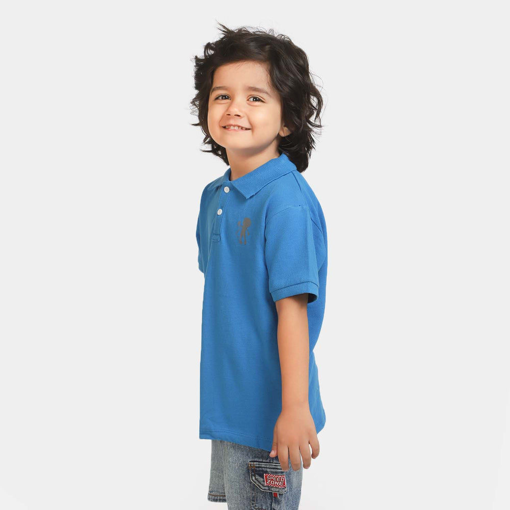 Boys Cotton Polo Basic T-Shirt - Indigo Blue