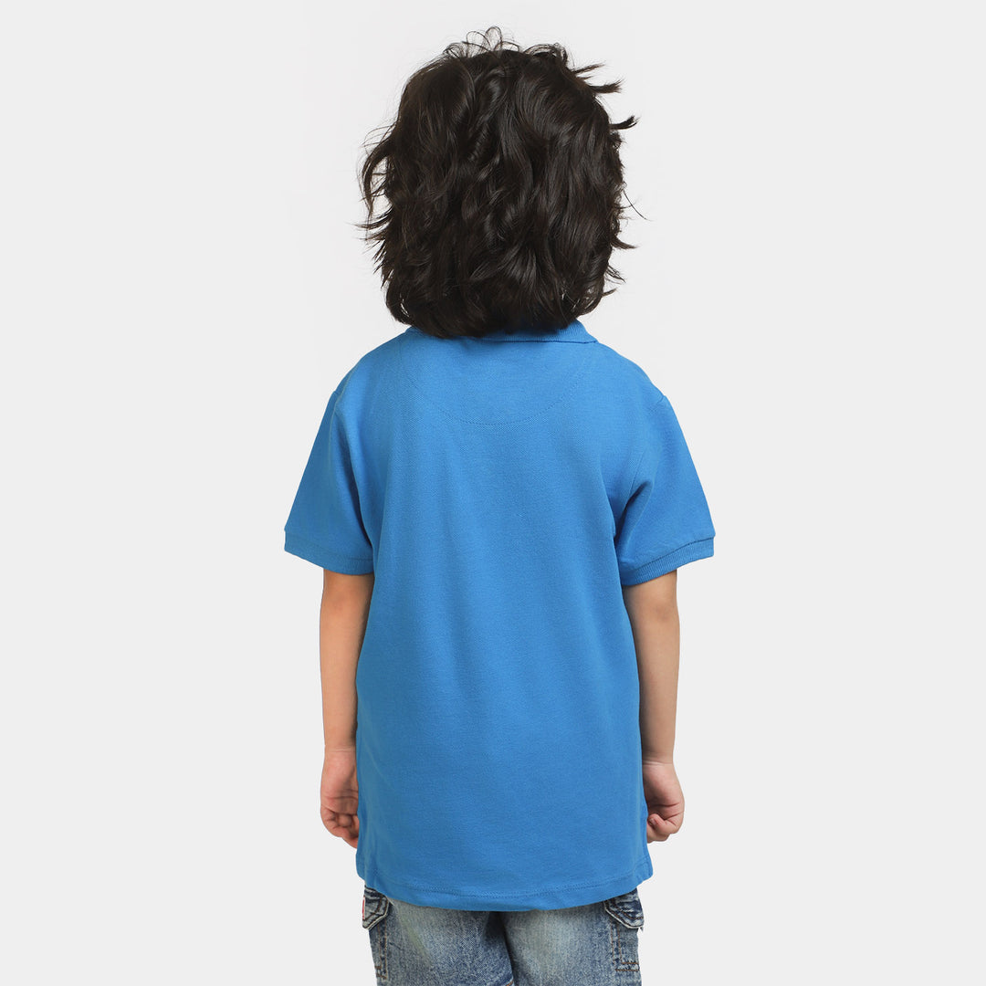 Boys Cotton Polo Basic T-Shirt - Indigo Blue