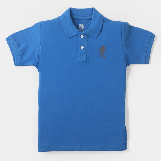 Boys Cotton Polo Basic T-Shirt - Indigo Blue