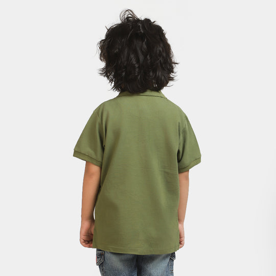 Boys Polo T-Shirt Basic - Olive