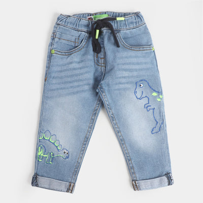 Infant Boys Pant Denim Dinosaur - LIGHT BLUE