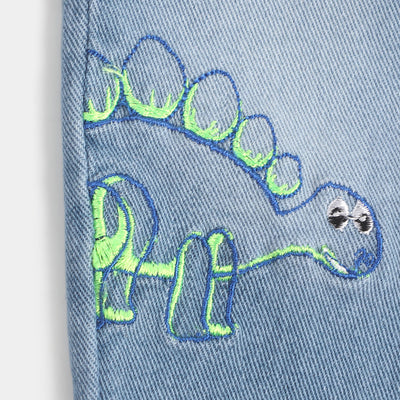 Infant Boys Pant Denim Dinosaur - LIGHT BLUE