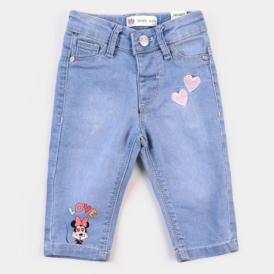Infant Girls Denim Stretch Pant - Ice Blue