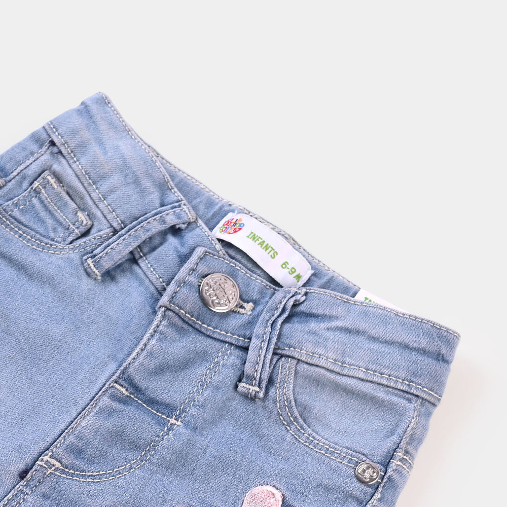 Infant Girls Denim Stretch Pant - Ice Blue