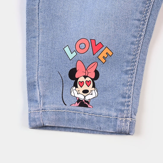 Infant Girls Denim Stretch Pant - Ice Blue