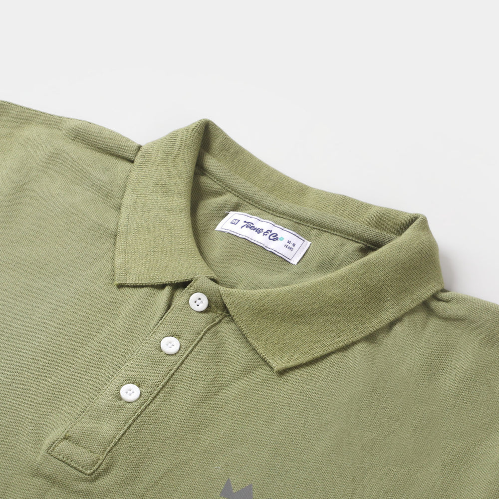 Teens Boys Polo Basic  - Olive Green