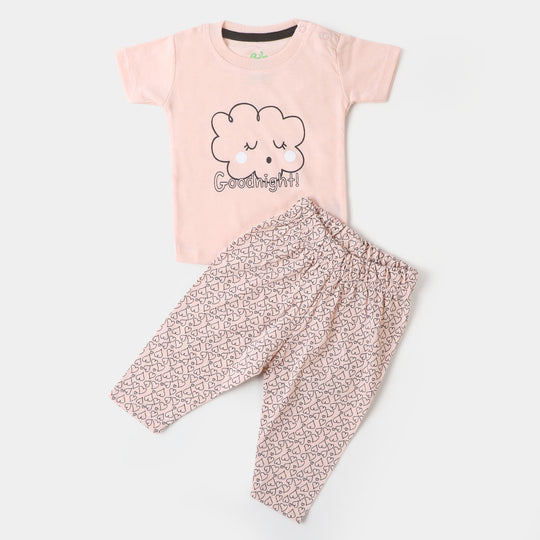 Infant Girls Knitted Night Suit Good Night - Scallop/S