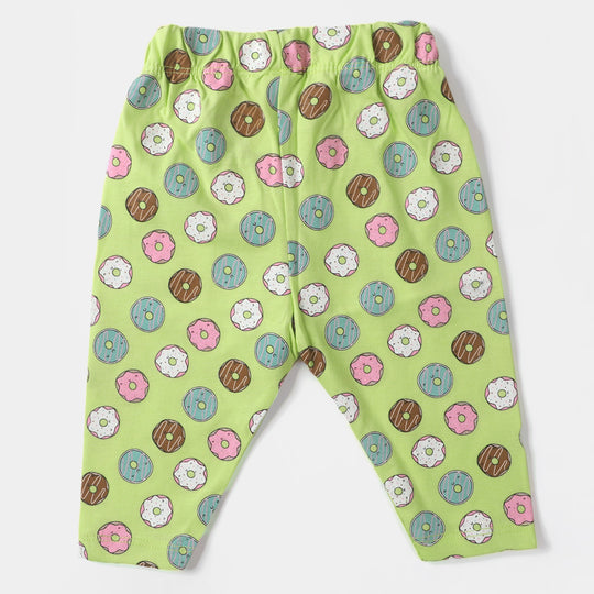 Infant Girls Knitted Night Suit Donut - Sharp Green