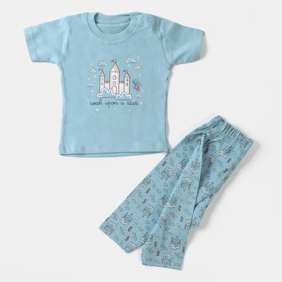 Infant Girls Knitted Night Suit Castle - Saltwater