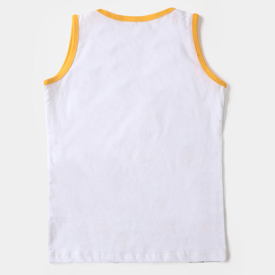 Boys Cotton Sando Basket Ball - White