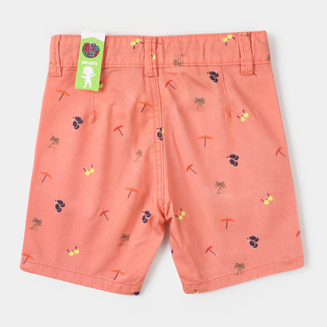 Infant Boys Cotton Short Beach - Coral