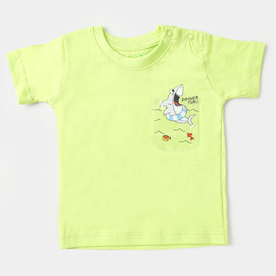 Infant Boys Round Neck T-Shirt Dinner Time - Sharp Green