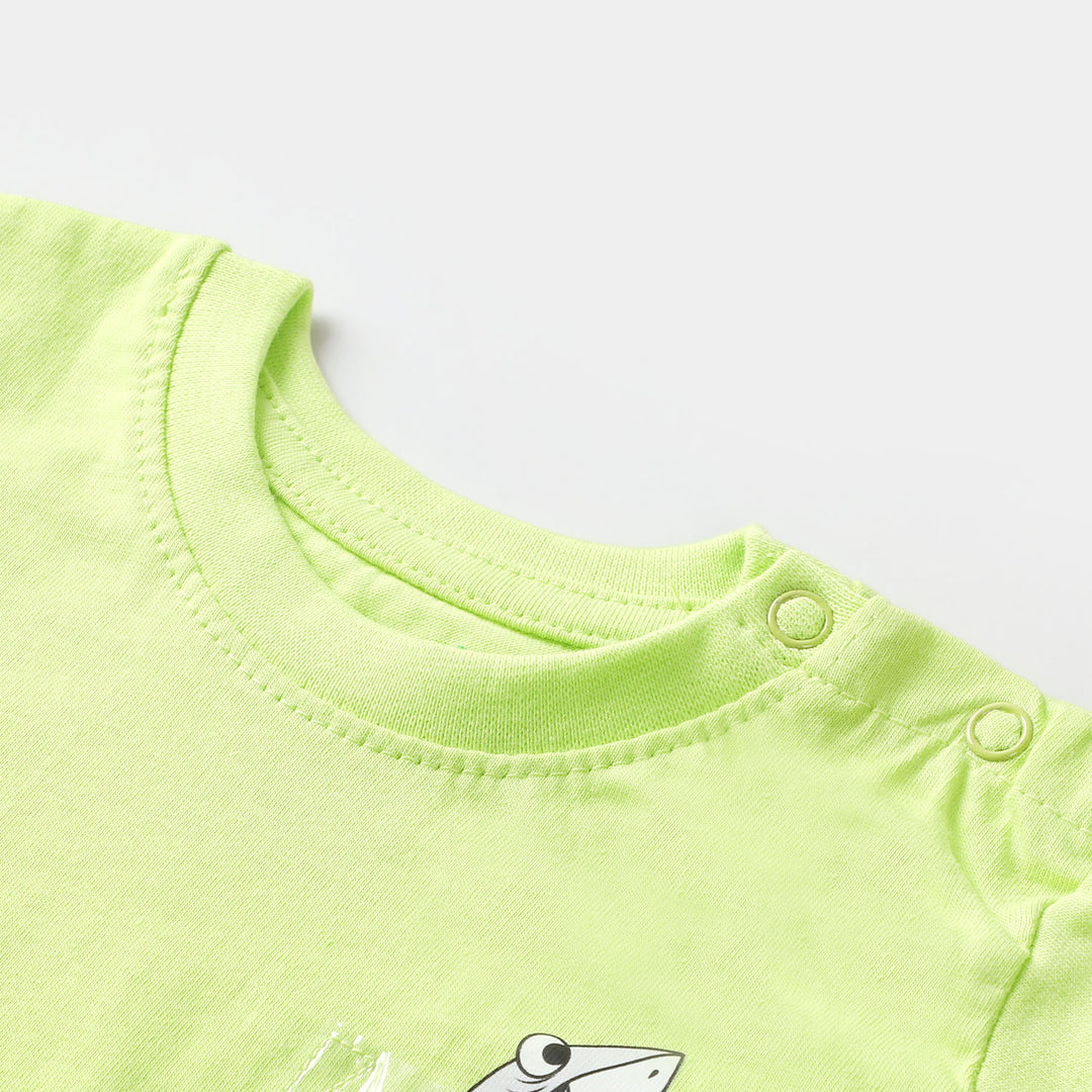 Infant Boys Round Neck T-Shirt Dinner Time - Sharp Green