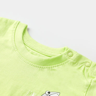 Infant Boys Round Neck T-Shirt Dinner Time - Sharp Green