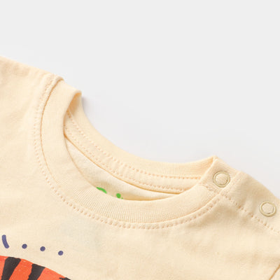 Infant Boys Round Neck T-Shirt To The Moon - cream