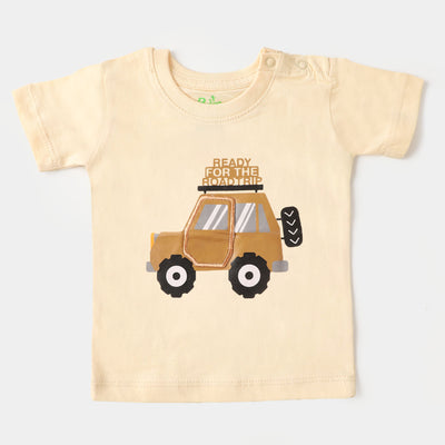 Infant Boys Round Neck T-Shirt Jeep - Cream