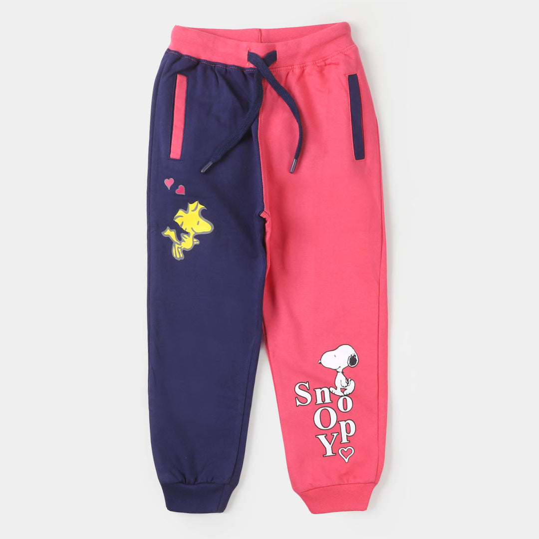 Girls Terry Pajama - Navy/Pink