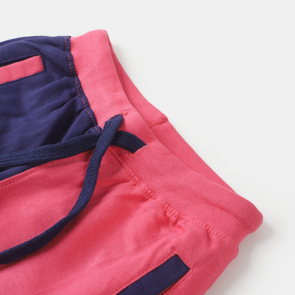 Girls Terry Pajama - Navy/Pink