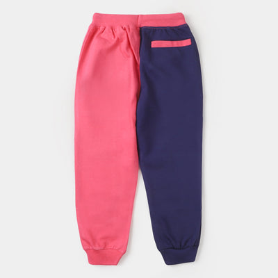 Girls Terry Pajama - Navy/Pink