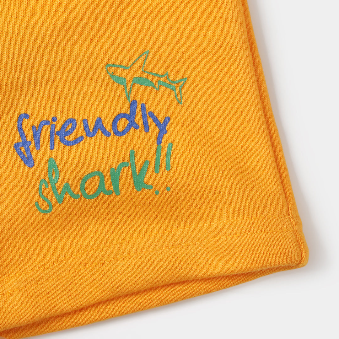 Infant Boys Knitted Short Friendly Shark - Citrus