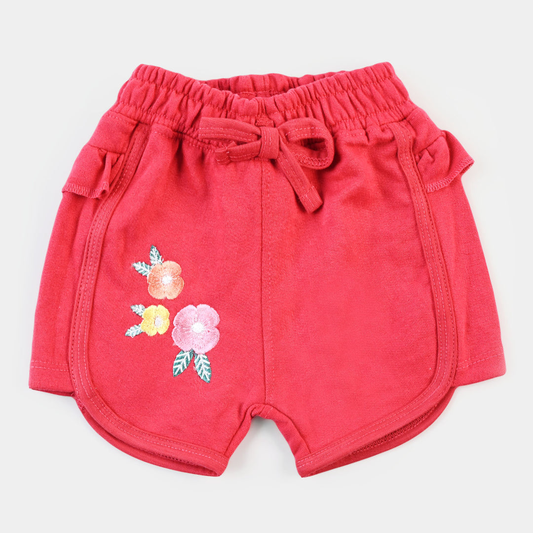 Infant Girls Knitted Short Floral - Hot Pink