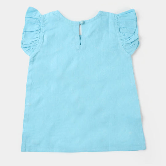 Infant Girls Jacquard Embroidered Top Chinees Doll - Light Blue