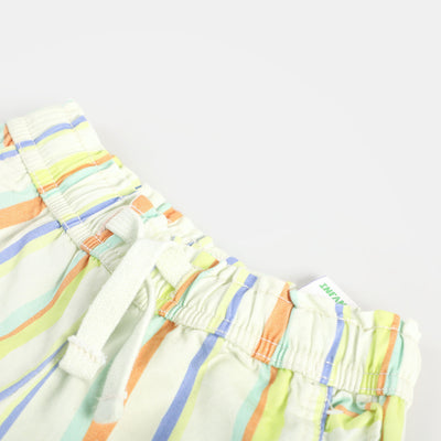 Infant Girls Cotton Short Wavy Stripes-Multi