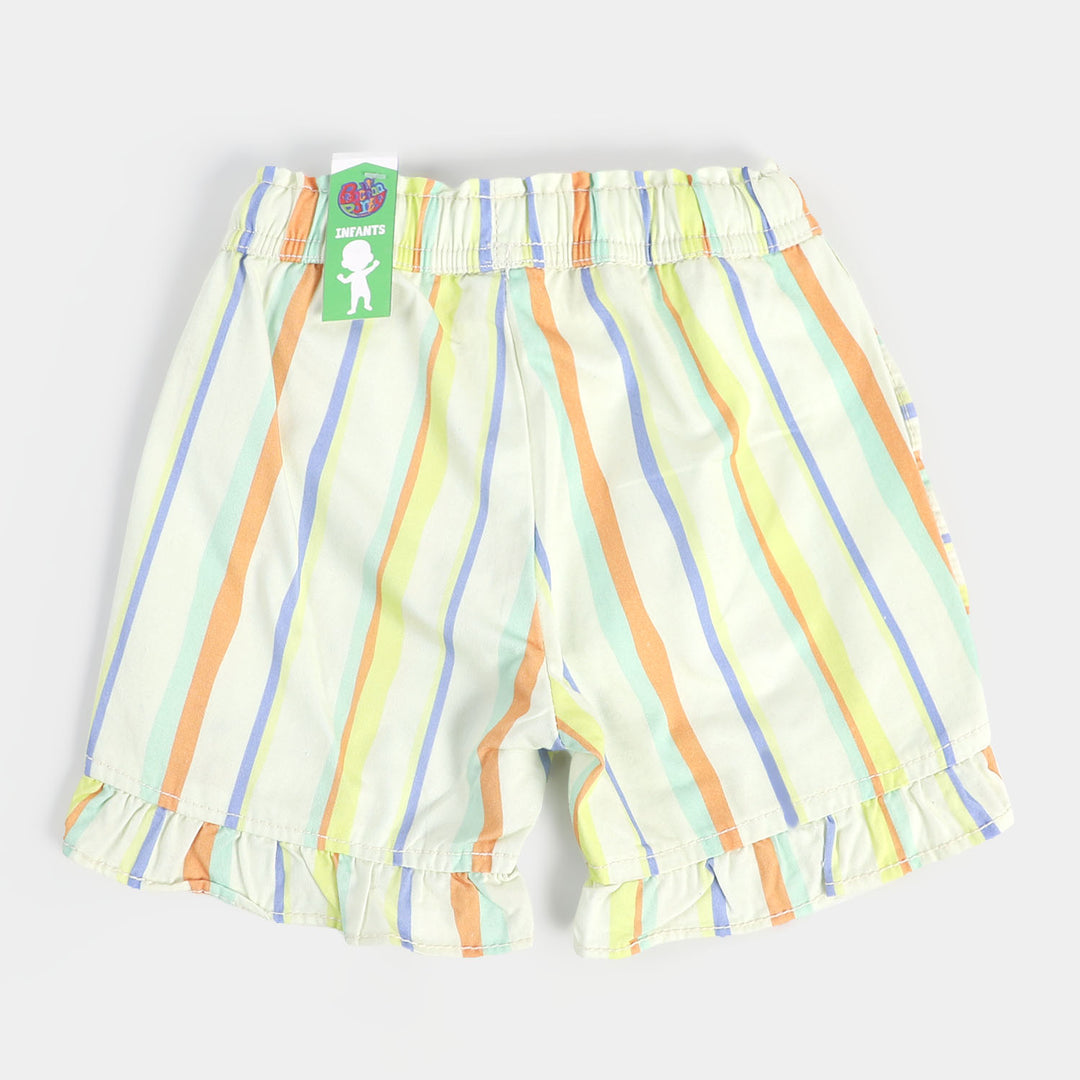 Infant Girls Cotton Short Wavy Stripes-Multi