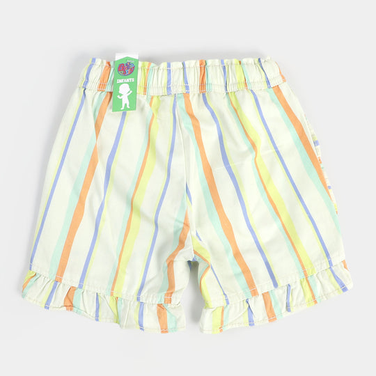 Infant Girls Cotton Short Wavy Stripes-Multi