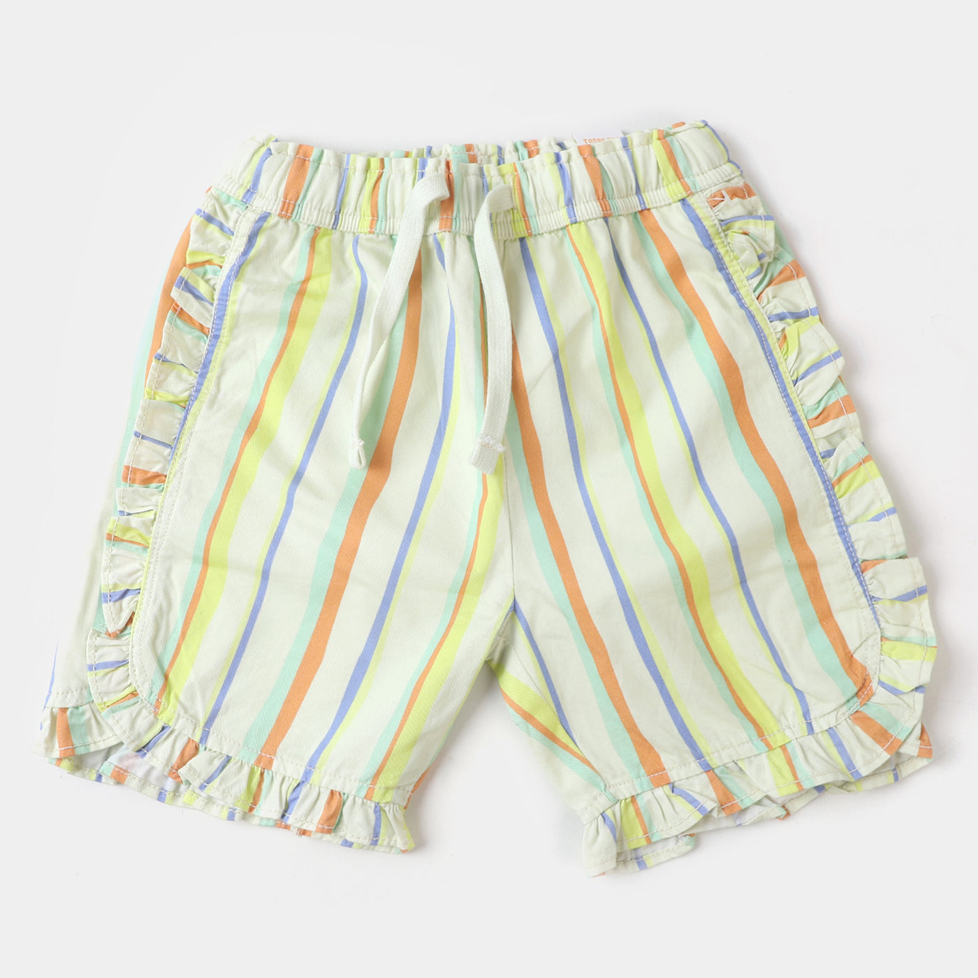 Girls Cotton Short Wavy Stripes-Multi