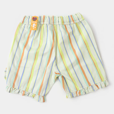 Girls Cotton Short Wavy Stripes-Multi