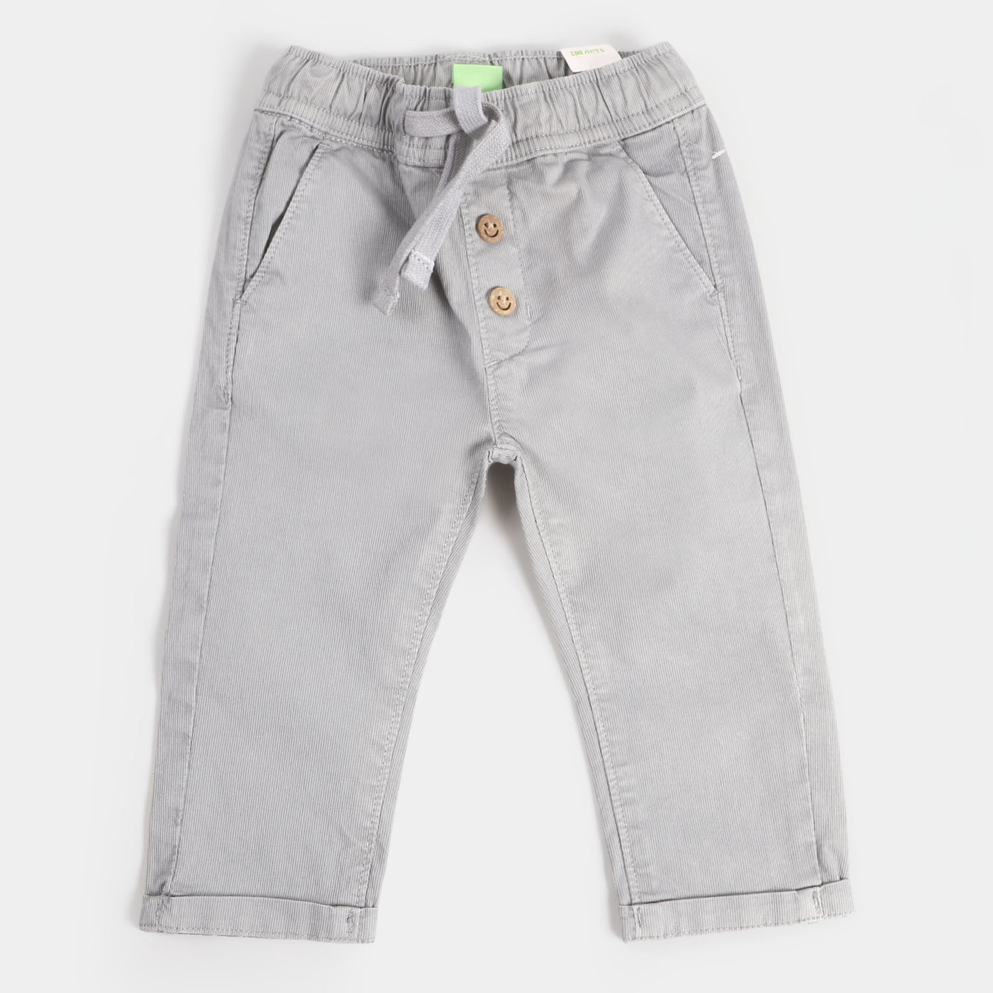 Infant Boys Cotton Pant Wooden Buttons - Smoke Grey