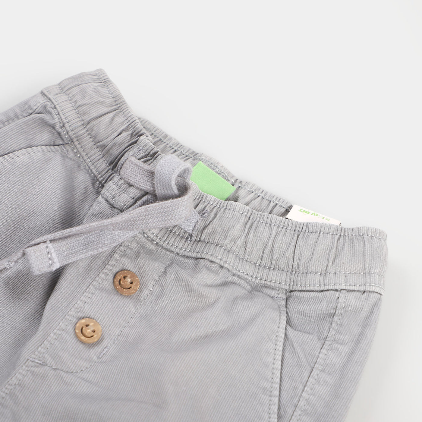 Infant Boys Cotton Pant Wooden Buttons - Smoke Grey