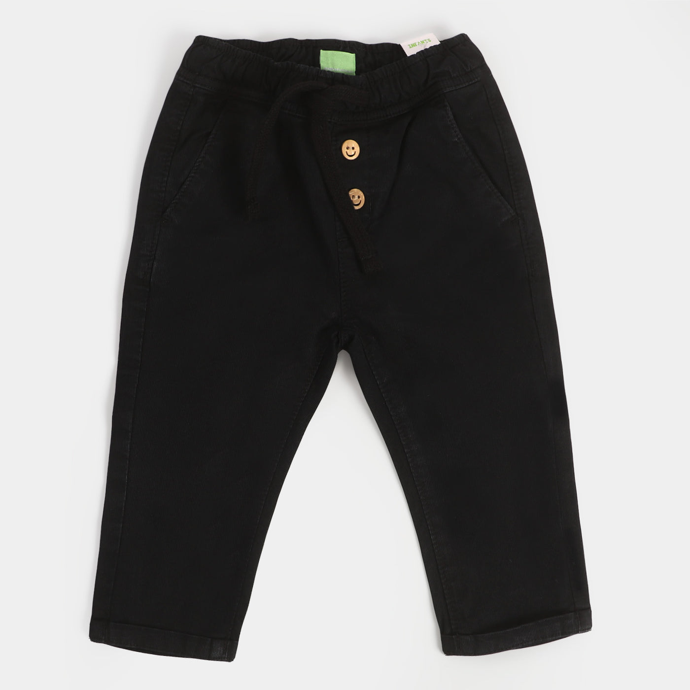 Infant Boys Cotton Pant Wooden Buttons - Dark Brown