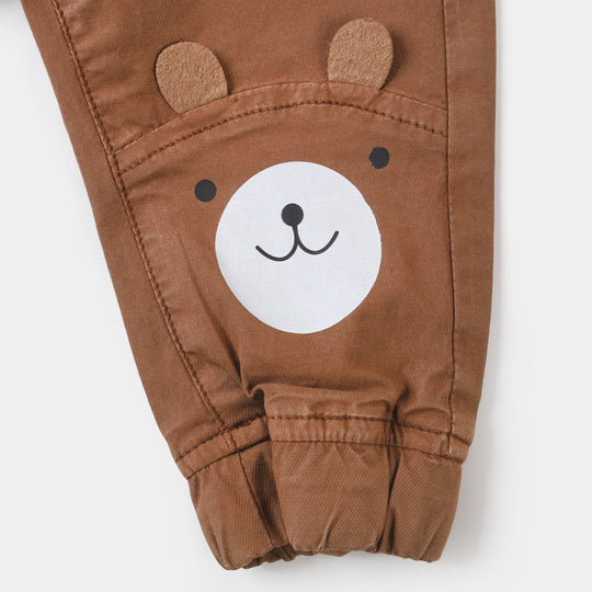 Infant Boys Cotton Pant Bear - Lt.Brown