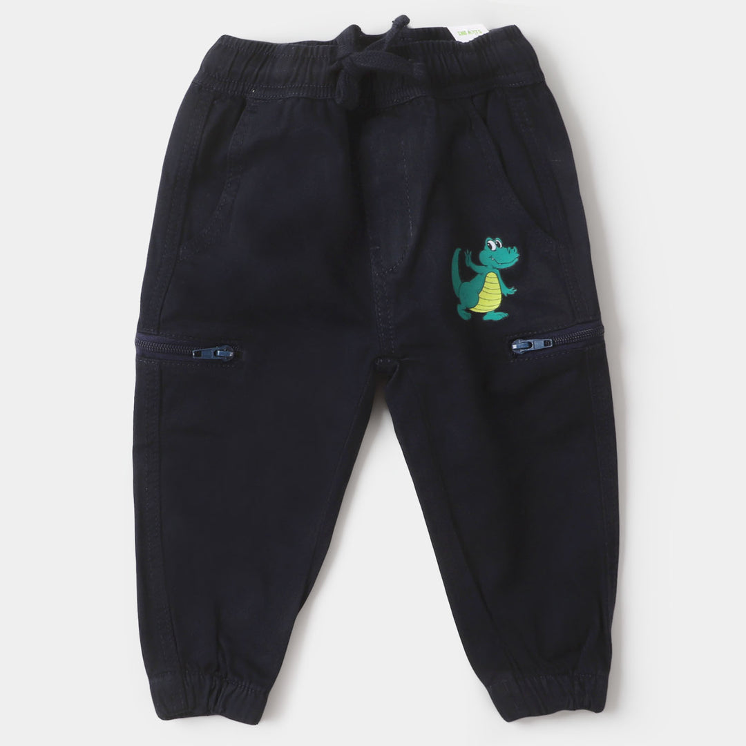 Infant Boys Cotton Pant Hello Bro  - Navy Blue